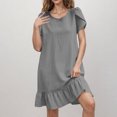 thumbnail image 2 of Liquidation d'Été 2025! Robe pour Femme Grande Taille, Liquidation de Robes d'Été pour Femmes, Robe d'Été pour Femme en Coton et Lin à Manches, Ourlet Volanté, Jupe Longue, 2 of 5