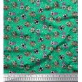 thumbnail image 1 of Soimoi Tissu Popeline de Coton Imprimé Étoile, Feuilles & Roses Floral au Mètre 56 Pouces de Large, 1 of 3