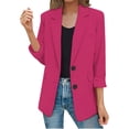 thumbnail image 2 of Liquidation! Cardigan pour Femmes Cardigans pour Femmes Veste Décontractée pour Femmes Poches Manches Longues Bouton avant Col à Revers de Travail Veste à Boutons Rose Vif TTG, 2 of 9
