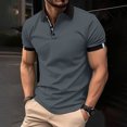 thumbnail image 1 of ylioge Mens Shirts Short Sleeve Golf Tees Shirt Office Work Pullover Button Collared Casual Color-Block Loose Comfort Tshirts Tops, 1 of 6