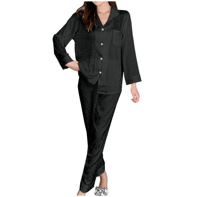 RKSTN Ensembles de Pyjama pour Femmes 2 Pcs Mode Vêtements de Maison Pyjamas Ensemble Deux Pièces Manches Longues Pantalon Ensemble de Pyjama Vêtements de Maison Doux Confortables