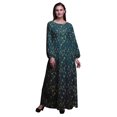 thumbnail image 1 of Bimba Moss Georgette Ranunculus & Sweetpea Leaves Print Womens Long Elastic Waist Casual Summer MaxiDress-XXX-Large, 1 of 5