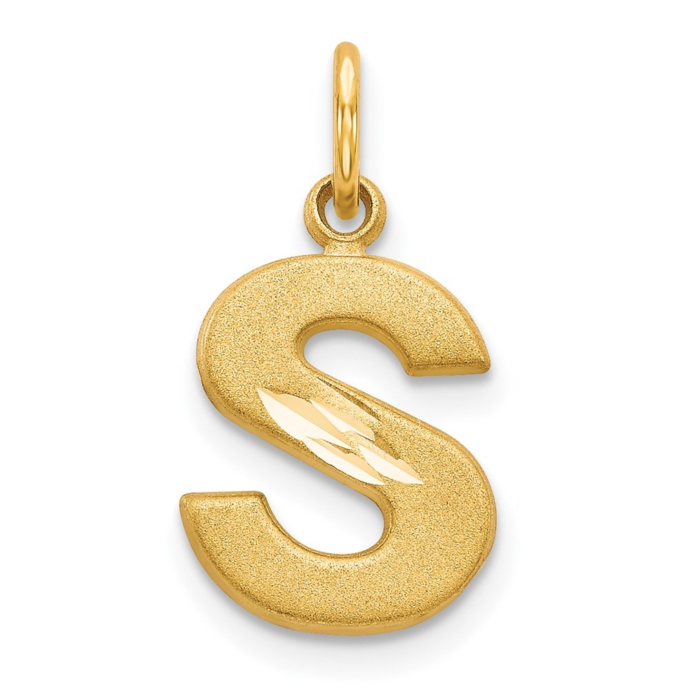 Diamond2Deal 14K Pendentif Initiale Lettre S en Satin Or Jaune pour Femmes
