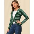 thumbnail image 3 of INSPIRE CHIC Blazer Mince à Rayures pour Femme à Revers Cranté Décoré de Boutons m Vert, 3 of 6