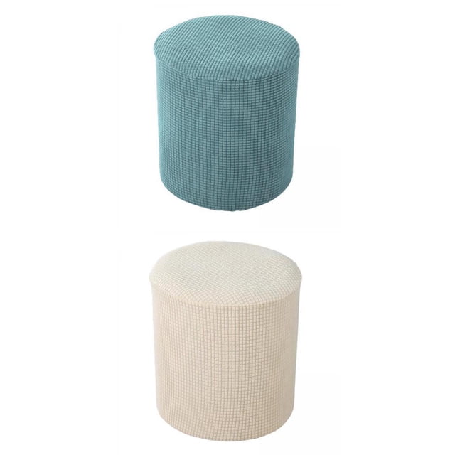 Tabouret Extensible avec Pouf Rond Coulissant Ottoman avec Housse Tricotée en jacquard en Deux Couleurs : Sarcelle et beige. Conçu pour le Salon, Cette Housse Ottoman Protège contre les Rayures et les Taches Tout en Ajoutant une Esthétique Texturée et Moderne. Convient aux Repose-Pieds Ronds d'Un Diamètre de 25-33 cm (9.84-12.99 Pouces) et d'Une Hauteur de 30-36 cm (11.81-14.17 Pouces). Comprend des Bords à Haute Élasticité pour un Ajustement Sécuritaire.