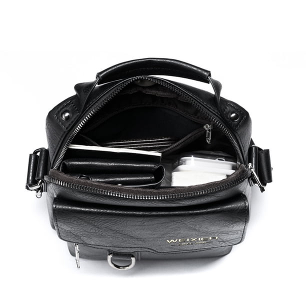 WEIXIER Men's Crossbody Bag Leather Small Business Shoulder