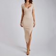 thumbnail image 4 of adviicd Robes pour Femmes 2024 Tendance Femmes 2024 Robes Formelles Col en V Dentelle Florale Maille Robe Maxi Beige,m, 4 of 5