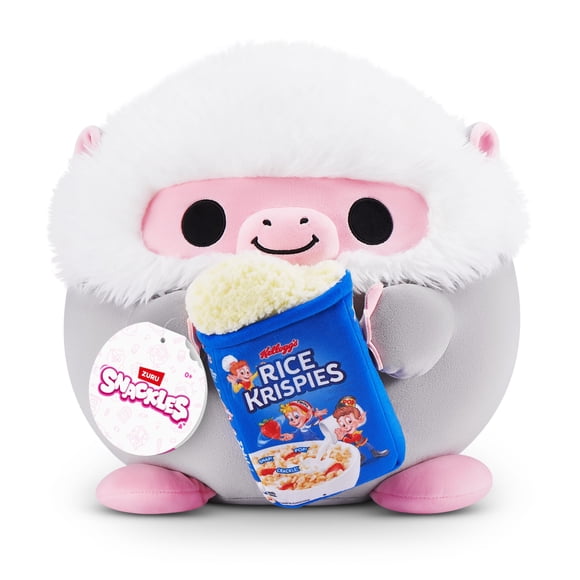 Snackles Peluche série 3 14 pouces sous licence de ZURU (Baboon w/Rice Krispies) de ZURU, Peluche avec licence accessoires Snack Brand
