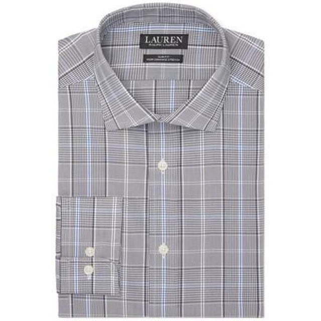 Lauren Ralph Lauren Hommes Coupe Ajustée Extensible Performance Bleu Multi 16.5 3637