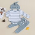thumbnail image 2 of Baby Clothes Set  Romper with Long Sleeve Striped Pants and Hat, 2 of 9
