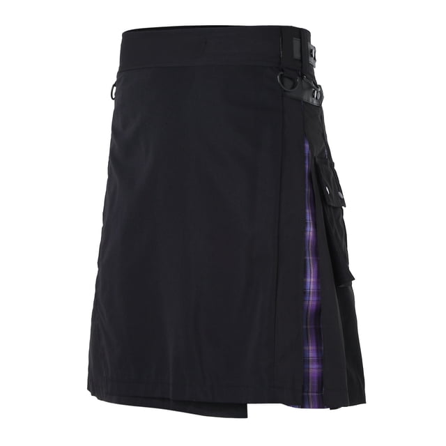Jupe Plissée à Carreaux Style Écossais avec Poches Contrastantes pour Homme - Matériau Durable, Tenue Décontractée