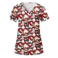 thumbnail image 1 of TIMIFIS Blouse d'Uniforme Imprimée de Noël pour les Fêtes, Hauts d'Uniforme Imprimés d'Halloween, Bonhomme de Neige, Manches Courtes, Col en V, Tunique de Soins Infirmiers, Blouse d'Uniforme de Travail avec Poches - Blanc Automne/hiver, 1 of 4