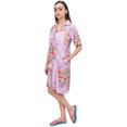 thumbnail image 1 of Bimba Chemise de Nuit en Rayonne Violette pour Femme à Boutons, Imprimé Floral, Robe de Nuit - 20, 1 of 6