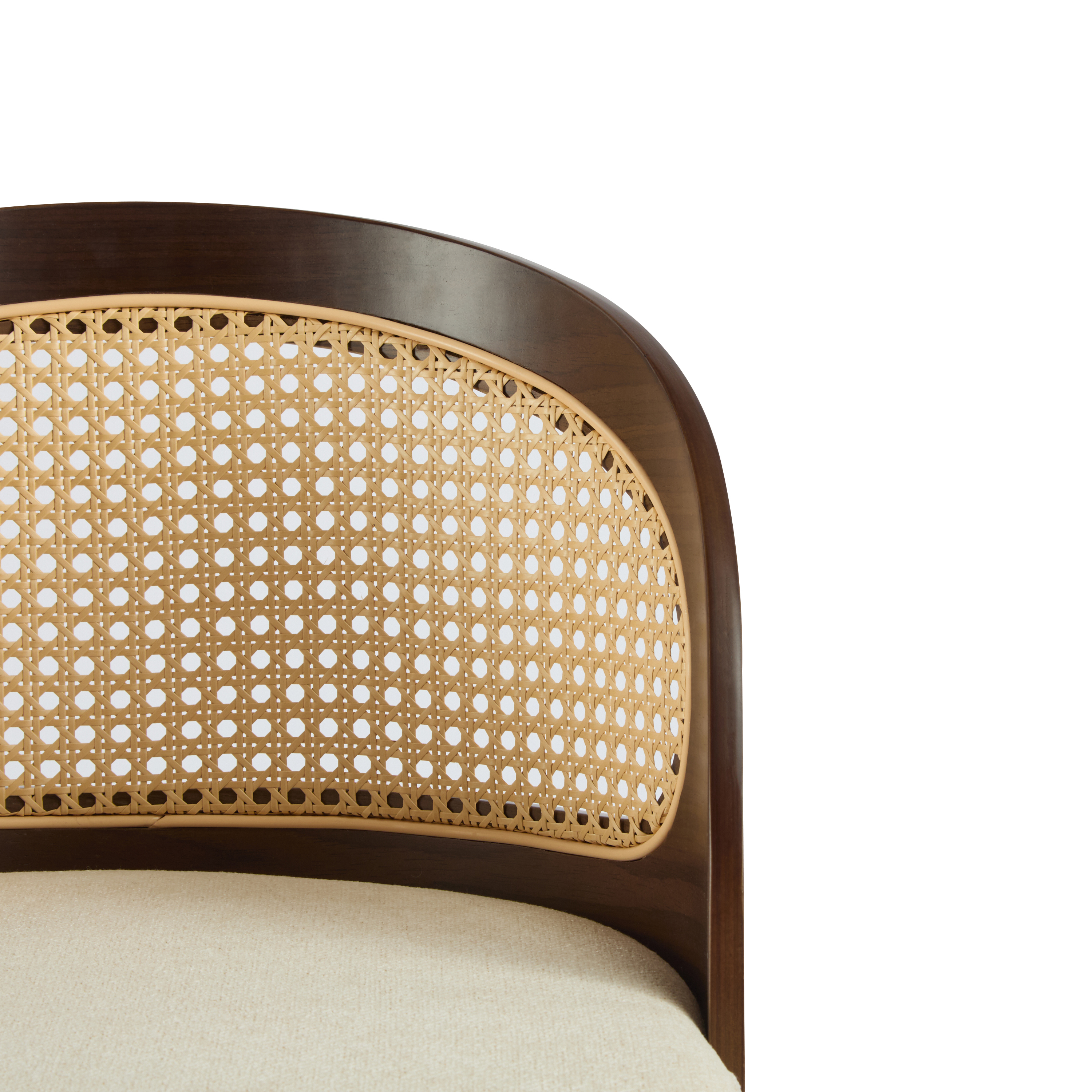 Ensemble de 4 tabourets de bar pivotants Noble House Como, dossier en rotin PE, noyer et beige