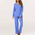 thumbnail image 4 of MeetoTime Pyjama d'Automne pour Femme, Ensemble 2 Pcs, Haut à Manches Longues Boutonné et Pantalon, Tenue de Nuit, 4 of 7