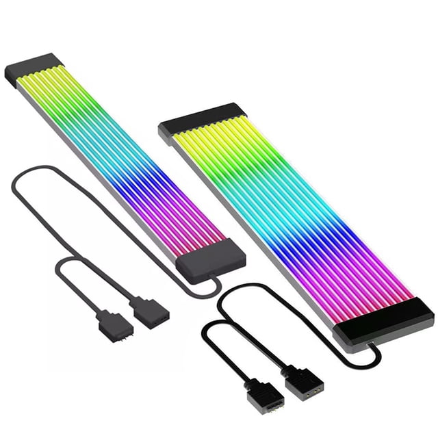 Flexible RGB LED Light Strip Bar ARGB Board Cover For Computer Power Supply ATX 24PIN GPU Video Card Cables And Case Black Kit A Light Strip