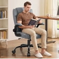 thumbnail image 1 of COOLHUT PU Leather Ergonomic Office Chair, Mid Back Home Computer Chair with Flip-up Armrest, Adjustable Height & Back Support, 360° Swivel Gaming Chair with Wheels & Rocking Function, Space Saving, 1 of 10
