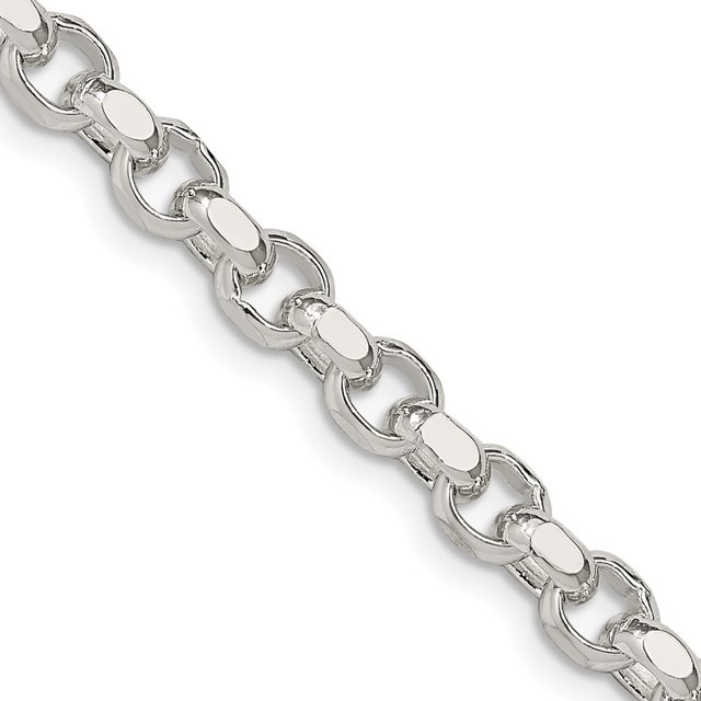 Diamond2Deal 925 Sterling Silver 4 mm Diamond-cut Rolo Chain Necklace for Women 26"