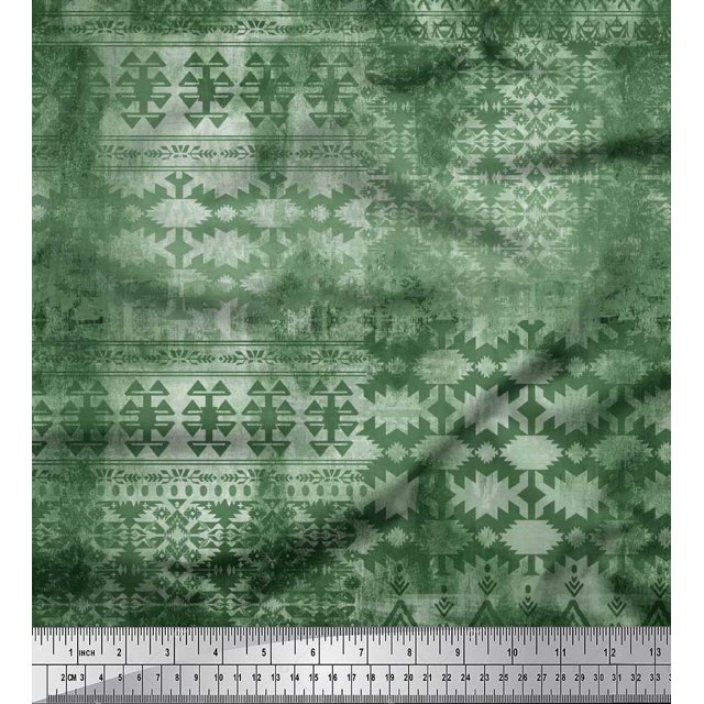 Soimoi Moss Georgette Fabric Aztec Southwestern Fabric Prints By Yard 42 Inch Wide