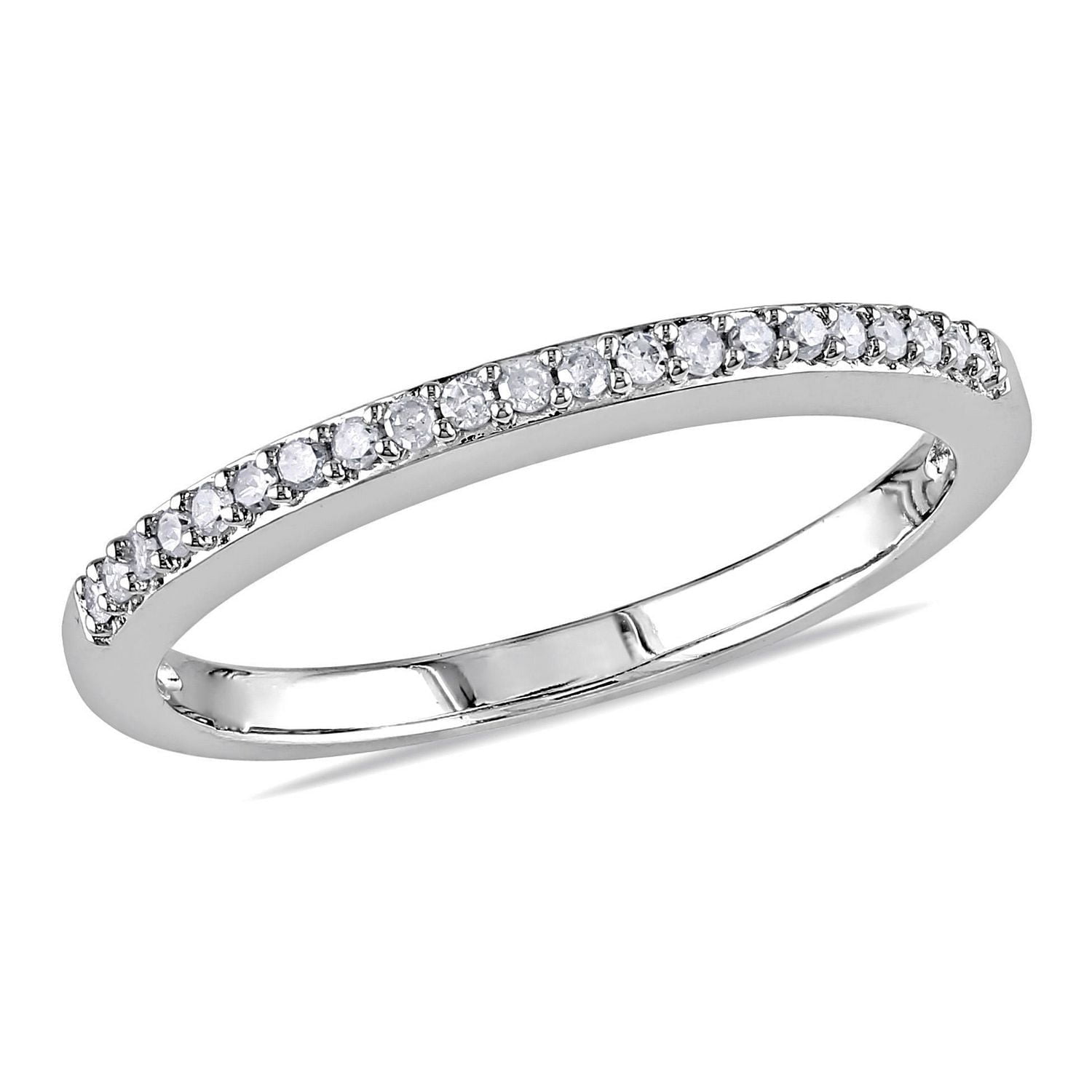 Bague d'anniversaire Miabella avec diamants 1/10 CT poids total en or blanc 10K