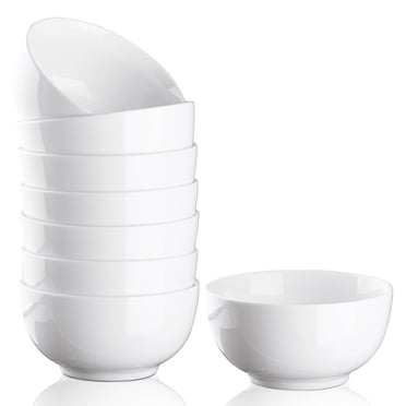 Ourlova 10 Ounce Porcelain Bowls Set 8 Pack Premium White Ceramic Bowls for Cereal Soup Salad Pasta Prep Rice Ice cream Microwave and Dishwasher Safe