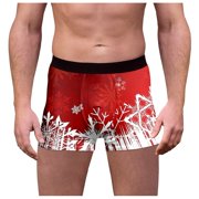 FhsagQ Underwear Men's Underwear Boxers Brief Super Fit Men's Christmas Print Breathable Underwear Cotton Underwear for Men Comfortsoft Cotton Underwear for Men Long Leg Red XL