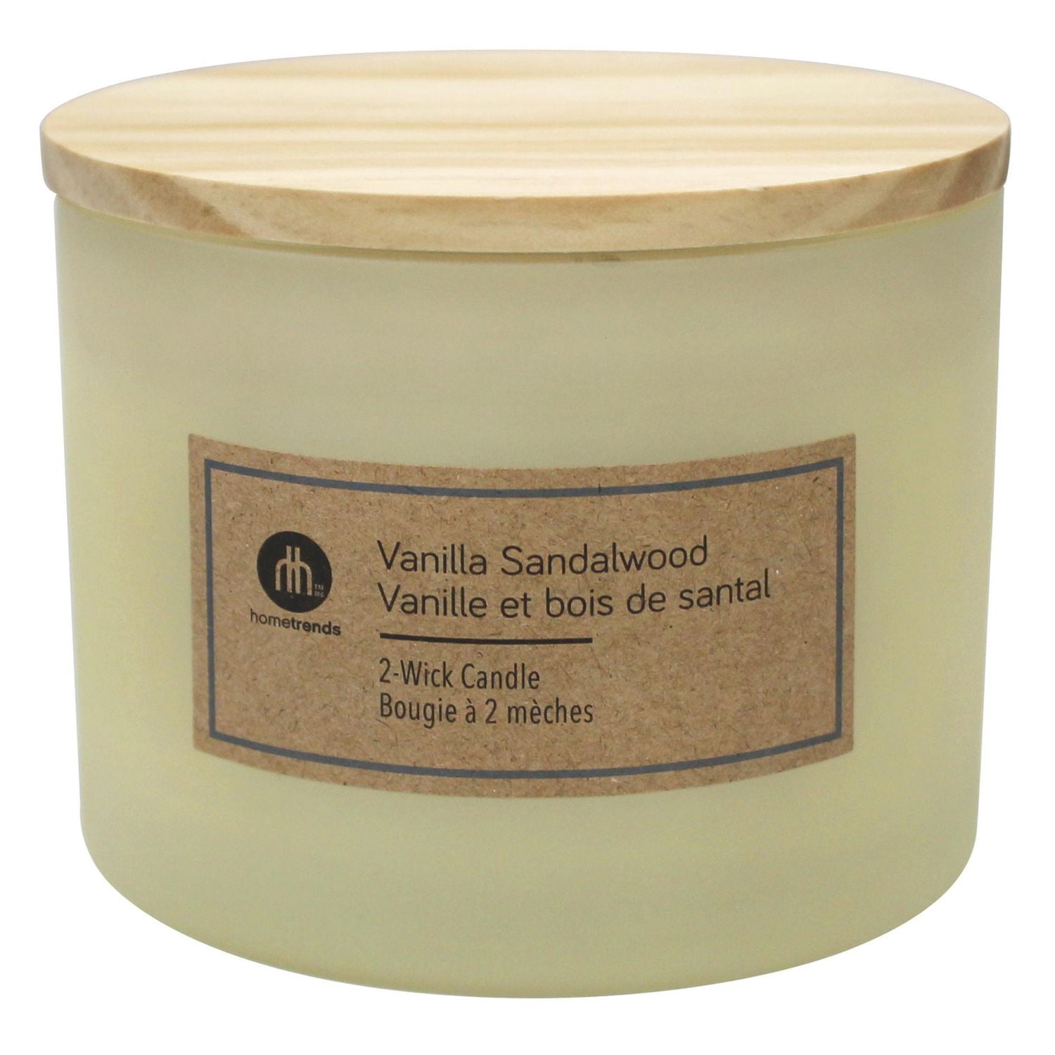 Hometrends 12oz Bougie parfumée à 2 mèches aux vanille et bois de santal en pot givré