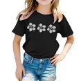 thumbnail image 1 of WEIYLL T-Shirt pour Filles Imprimé Floral Col Rond Manches Courtes Décontracté Doux pour Enfants 5-6 Ans, 1 of 5