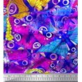 thumbnail image 1 of Soimoi Blue Velvet Fabric Colorful Butterfly Print Fabric by Yard 58 Inch Wide, 1 of 5