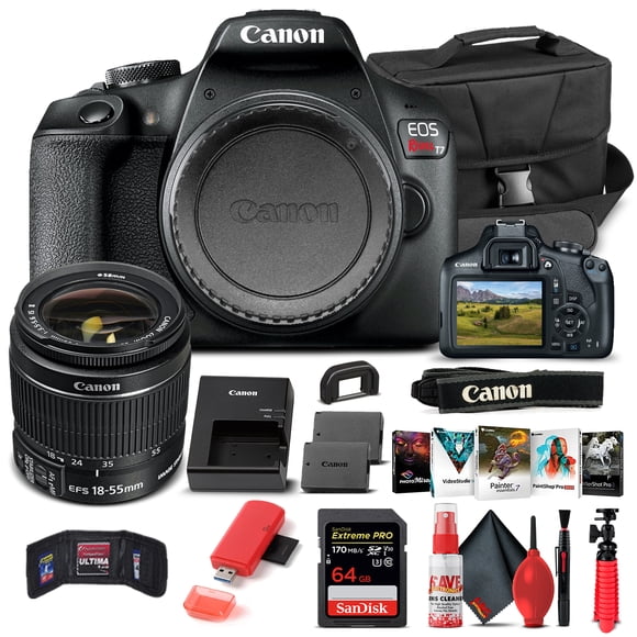 Canon EOS Rebel T7 Appareil Photo Reflex Numérique avec Objectif 18-55mm 2727C002 - Trousse de Base
