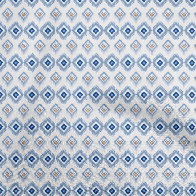 oneOone Silk Tabby Light Blue Fabric Asian Ikat Craft Projects Decor Fabric Printed by The Yard 42 Inch Wide