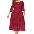 thumbnail image 2 of LLYwey en Liquidation Robes Fluides d'Automne pour Femmes Mode Col en V Fente Petite Traîne Robe Longue Robe de Soirée Robe Longue Nouvelle Robes Trapèze Rouge 3TG, 2 of 5
