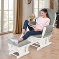 thumbnail image 2 of Costway Glider and Ottoman Cushion Set Wood Baby Nursery Rocking Chair Grey, 2 of 10