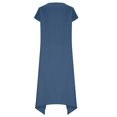 thumbnail image 4 of Nuoqisi Robe d'Été pour Femmes à Manches Courtes, Décontractée, Coupe Ample, Longue en Coton, Col Rond, Boutons, Ourlet Irrégulier, Robe Maxi de Printemps pour la Plage, 4 of 7