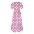 thumbnail image 4 of Tumotour Robe d'Été pour Femmes, Imprimée, Ample, Décontractée, à Manches Courtes, Col Ras du Cou, Ligne A, Évasée, Fluide, à Étages, Chemise, Maxi, Plage, Longue, 2025, Tenues Tendance avec Poches, 4 of 4