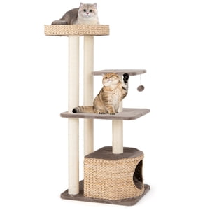 Gymax Tour Cattail 52'' avec poteaux de scratch Sisal Perch Balle de danse Arbre chat
