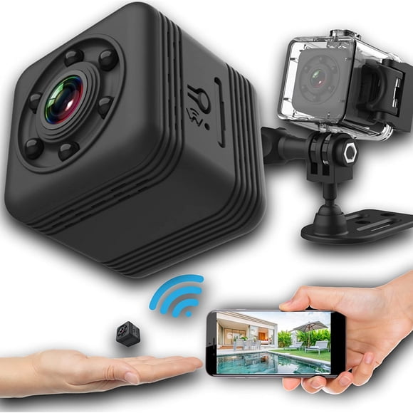 Mini Camera ESPION SPY SPORT portable boitier étanche WIFI (appli gratuite Android/ios/google) Enregistreur 26h Photo/video Intérieur/extérieur Fonction vision nocturne infrarouge Bonus A VIE, NOIR