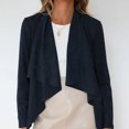 thumbnail image 2 of CEHVOM Cardigan Court en Velours Imitation Peau de Daim Uni à Revers pour Femme, 2 of 5