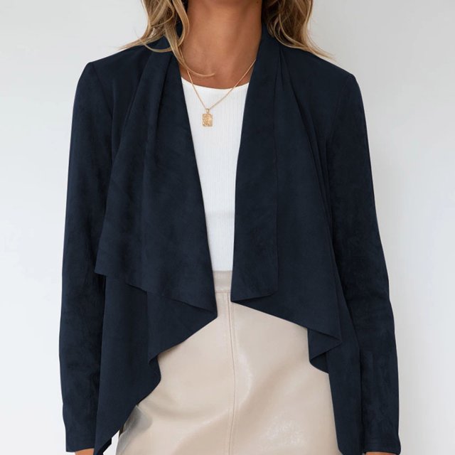 XZNGL Womans Lapel Solid Color Faux Deerskin Velvet Short Cardigan Jacket Top