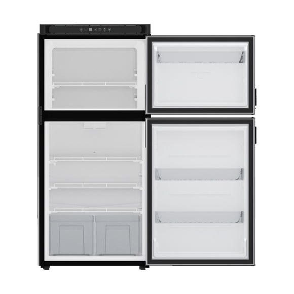 Norcold Réfrigérateur /congélateur N8DCBKL Réfrigérateur /congélateur; Réfrigérateur à 2 Portes à Double Compartiment avec Congélateur; Charnière Main Gauche/réversible vers la Charnière Main Droite; 8 Pieds Cubes; 5 A/12 Volts C.c.