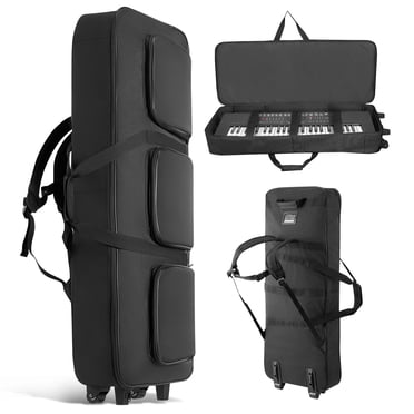 VEVOR Étui Clavier 88 Touches, Intérieur 40,9 x 16,9 x 5,1 Po, Étui de Piano Roulant Rembourré avec Roues, Poignée Robuste, Rangement à 3 Poches, Sac de Gig avec Roues Lisses, pour Claviers 88 Notes et Pianos Électriques