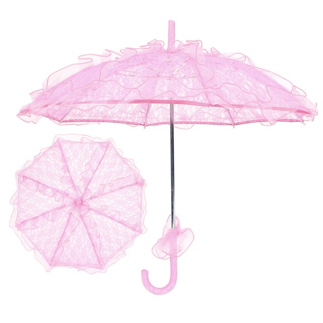 Bridal Umbrella, Elegant Exquisite Beautiful Lace Parasol For Photos For Weddings For Parties Pink