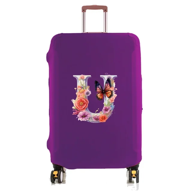 Travel Luggage Cover Baggage Suitcase Protector Washable Reusable Dustproof Scratch-proof Suitcase Cover Butterfly Print Pattern 8butterfly letter U M
