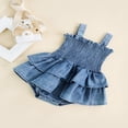 thumbnail image 3 of Baby Girl Romper Sleeveless Suspender Pleated Design Ruffle Hem Bottom Snap Button Cute Jumpsuit, 3 of 7