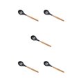 thumbnail image 1 of relayinert Kitchenware Wooden Handle Silicone Shovel Spoon Colander Brush Spatula Tool Missed 5Set, 1 of 6