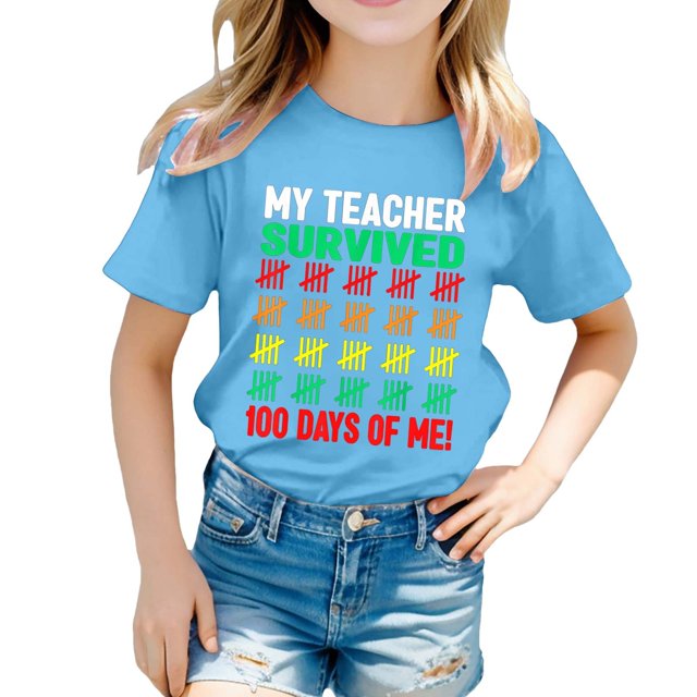 Hauts pour Filles Décontractés Imprimés Col Rond Manches Courtes pour Filles - et T-Shirts Confortables pour un Usage Quotidien