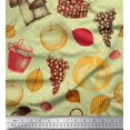 thumbnail image 1 of Soimoi Modal Satin Fabric Mushroom,Grapes & Fresh Print Sewing Fabric Yard 42 Inch Wide, 1 of 3