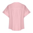 thumbnail image 4 of Timegard Short Sleeve Tops for Women Summer V-Neck Button down Shirts Solid Color Office Casual Loose Tops, 4 of 6
