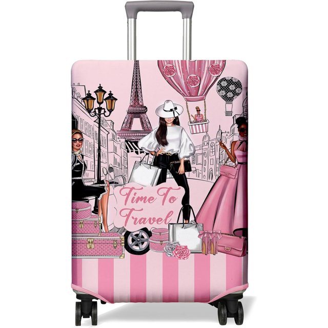 Travel Luggage Cover Suitcase Protector Fits 18-32 Inch Luggage Wheel Covers Patterned Travel Related Items Flower Luggage Protector Elastic Luggage Anti-scratch Suitcase Cover L