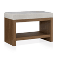thumbnail image 1 of Bouclair Oatmeal Fabric and Wood Bench with Shoe Rack, 1 of 3